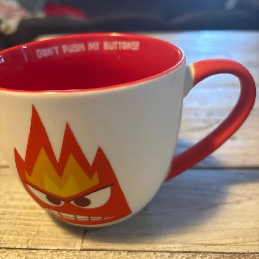 Disney Inside Out 2 ANGER DON'T PUSH MY BUTTONS! Soft Touch Ceramic 16oz Mug NEW